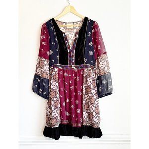 Like new Anthropologie Quartier Latin Dress by Maeve Velvet Patchwork Belted